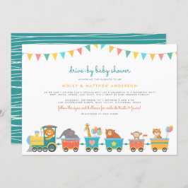 サファリ列車&バントかわいいドライブバイベビーシャワー 招待状