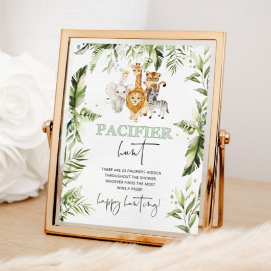 サファリ動物おしゃぶり狩りベビーシャワーゲーム ポスター