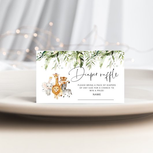 サファリ動物おむつラッフルチケットエンクロージャカード エンクロージャーカード