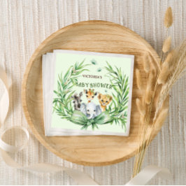 サファリ動物かわいいバウ赤ちゃんシャワー スタンダードカクテルナプキン