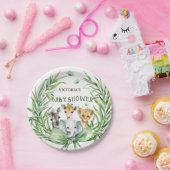 サファリ動物かわいいバウ赤ちゃんシャワー ペーパープレート (パーティー)