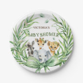 サファリ動物かわいいバウ赤ちゃんシャワー ペーパープレート (正面)