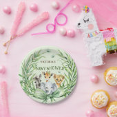 サファリ動物かわいいバウ赤ちゃんシャワー ペーパープレート (パーティー)