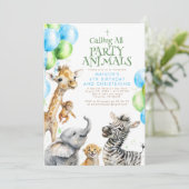 サファリ動物かわいい誕生日&《キリスト教》洗礼式や命名式 招待状 (スタンド正面)