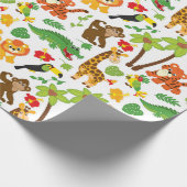 サファリ動物とエキゾチックな植物の包装紙 ラッピングペーパー (角)