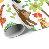 サファリ動物とエキゾチックな植物の包装紙 ラッピングペーパー (ロールコーナー)