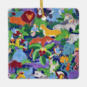 サファリ動物のカラフルパターン セラミックオーナメント (正面)