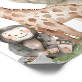サファリ動物のジェンダー中立なベビーシャワーのお出迎え ポスター (角)