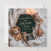 サファリ動物のソーシャルメディア妊娠の発表 招待状 (正面)