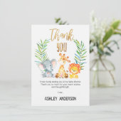 サファリ動物のベビーシャワーのサンキューカード 招待状 (スタンド正面)