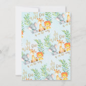 サファリ動物のベビーシャワーのサンキューカード 招待状 (裏面)