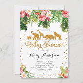 サファリ動物のベビーシャワーの招待状 招待状 (正面)