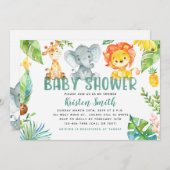 サファリ動物のベビーシャワー招待状 招待状 (正面/裏面)