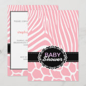 サファリ動物のベビーシャワー 招待状 (正面/裏面)