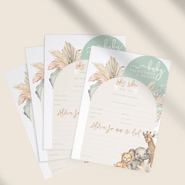 サファリ動物のボホベイビーシャワー予測ゲーム (クリエイターアップロード済み)