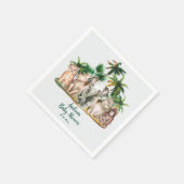 サファリ動物のヤシの木ベビーシャワー スタンダードカクテルナプキン (角)