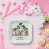 サファリ動物のヤシの木ベビーシャワー ペーパープレート (パーティー)