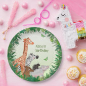 サファリ動物のラウンド誕生日パーティー紙プレート ペーパープレート (パーティー)