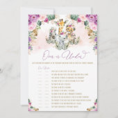 サファリ動物の上または下のベビーシャワーゲームカード 招待状 (正面)