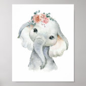 サファリ動物の保育園アート 水彩象 キッズ ポスター (正面)