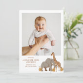 サファリ動物の写真新生児発表 招待状 (スタンド正面)