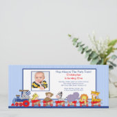 サファリ動物の列車の誕生日の招待状 招待状 (スタンド正面)