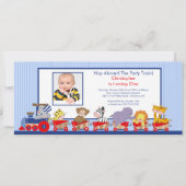 サファリ動物の列車の誕生日の招待状 招待状 (正面)