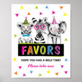 サファリ動物の好意サイン誕生日パーティー ポスター (正面)