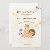 サファリ動物の子供パーティ招待状 招待状 (正面/裏面)