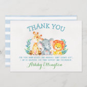 サファリ動物の平らなサンキューカード 招待状 (正面/裏面)