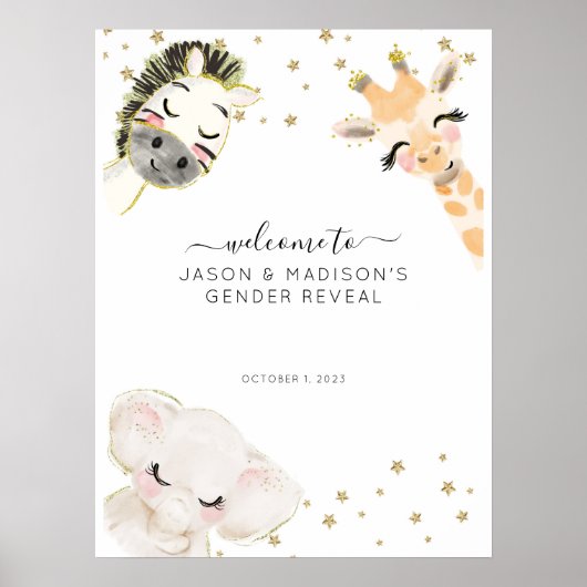サファリ動物の性別がウェルカムサインを明らかにする ポスター (正面)