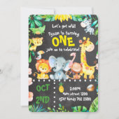 サファリ動物の招待状 ジャングル誕生日 ZOO 招待状 (正面)