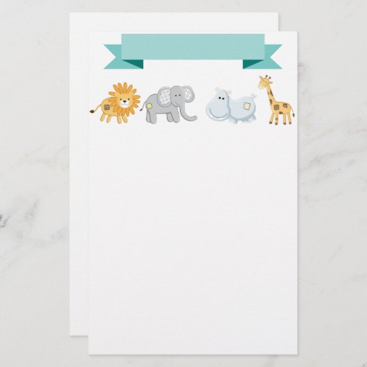 サファリ動物の旗 便箋 (正面/裏面)