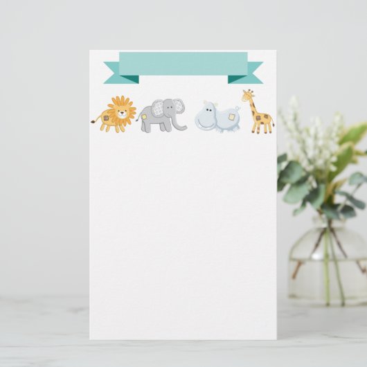 サファリ動物の旗 便箋 (スタンド正面)