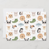 サファリ動物の最初の誕生日の男の子の写真の招待 招待状 (裏面)