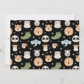 サファリ動物の最初の誕生日の男の子の写真の招待 招待状 (裏面)