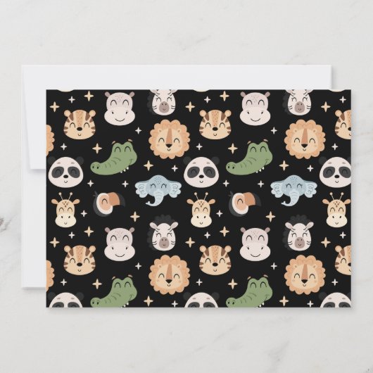 サファリ動物の最初の誕生日の男の子の写真の招待 招待状 (裏面)