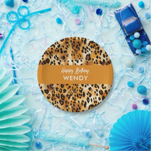 サファリ動物の毛柄ヒョウまたはチーター ペーパープレート (パーティー)