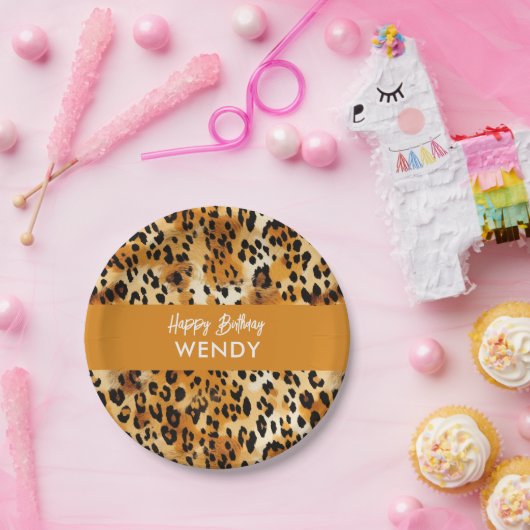 サファリ動物の毛柄ヒョウまたはチーター ペーパープレート (パーティー)
