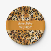 サファリ動物の毛柄ヒョウまたはチーター ペーパープレート (正面)