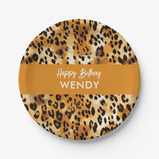 サファリ動物の毛柄ヒョウまたはチーター ペーパープレート (正面)