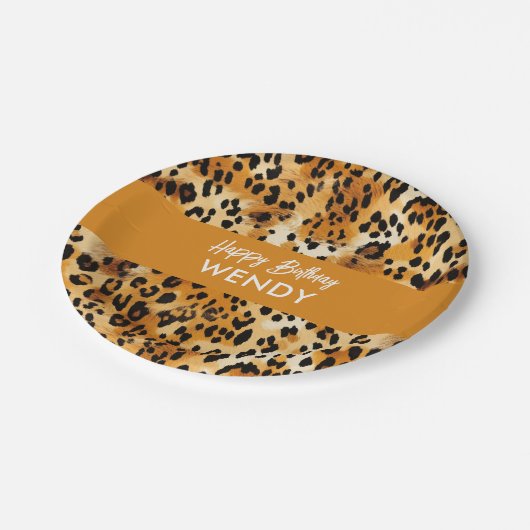 サファリ動物の毛柄ヒョウまたはチーター ペーパープレート (アングル)