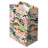 サファリ動物の毛皮のプリントパターカラフルン ミディアムペーパーバッグ (裏面アングル)