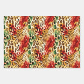 サファリ動物の毛皮のプリントパターカラフルン ラッピングペーパーシート (正面2)