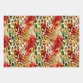 サファリ動物の毛皮のプリントパターカラフルン ラッピングペーパーシート (正面)