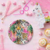 サファリ動物の毛皮のプリントパターンヒョウ ペーパープレート (パーティー)