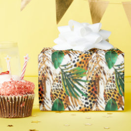 サファリ動物の毛皮のプリントパターンワイルドライフジャングル ラッピングペーパー