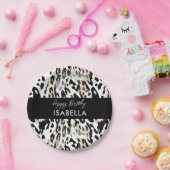 サファリ動物の毛皮のプリントパターン白黒 ペーパープレート (パーティー)