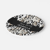 サファリ動物の毛皮のプリントパターン白黒 ペーパープレート (アングル)