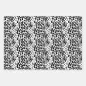 サファリ動物の毛皮のプリントパターン白黒 ラッピングペーパーシート (正面3)